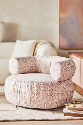Martinique Kari Block Printed Swivel Chair