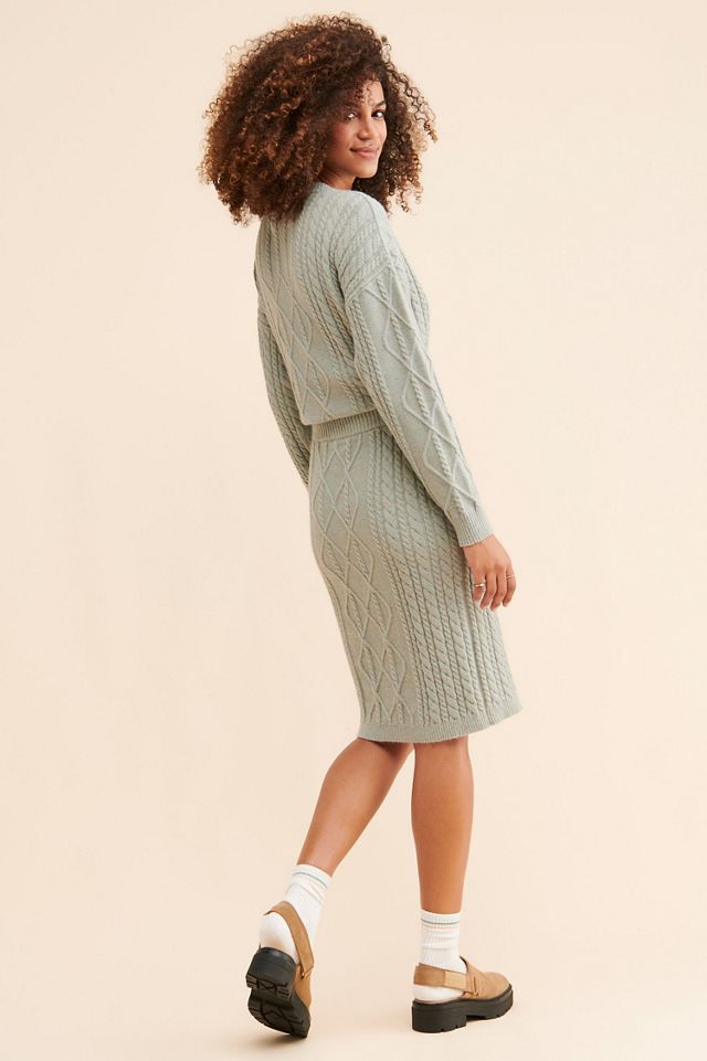 Flat White Sophie Cable Knit Pencil Skirt #1