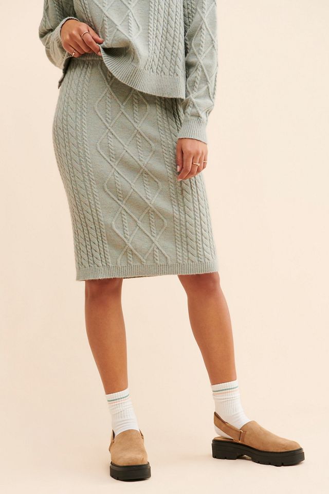 Flat White Sophie Cable Knit Pencil Skirt #2