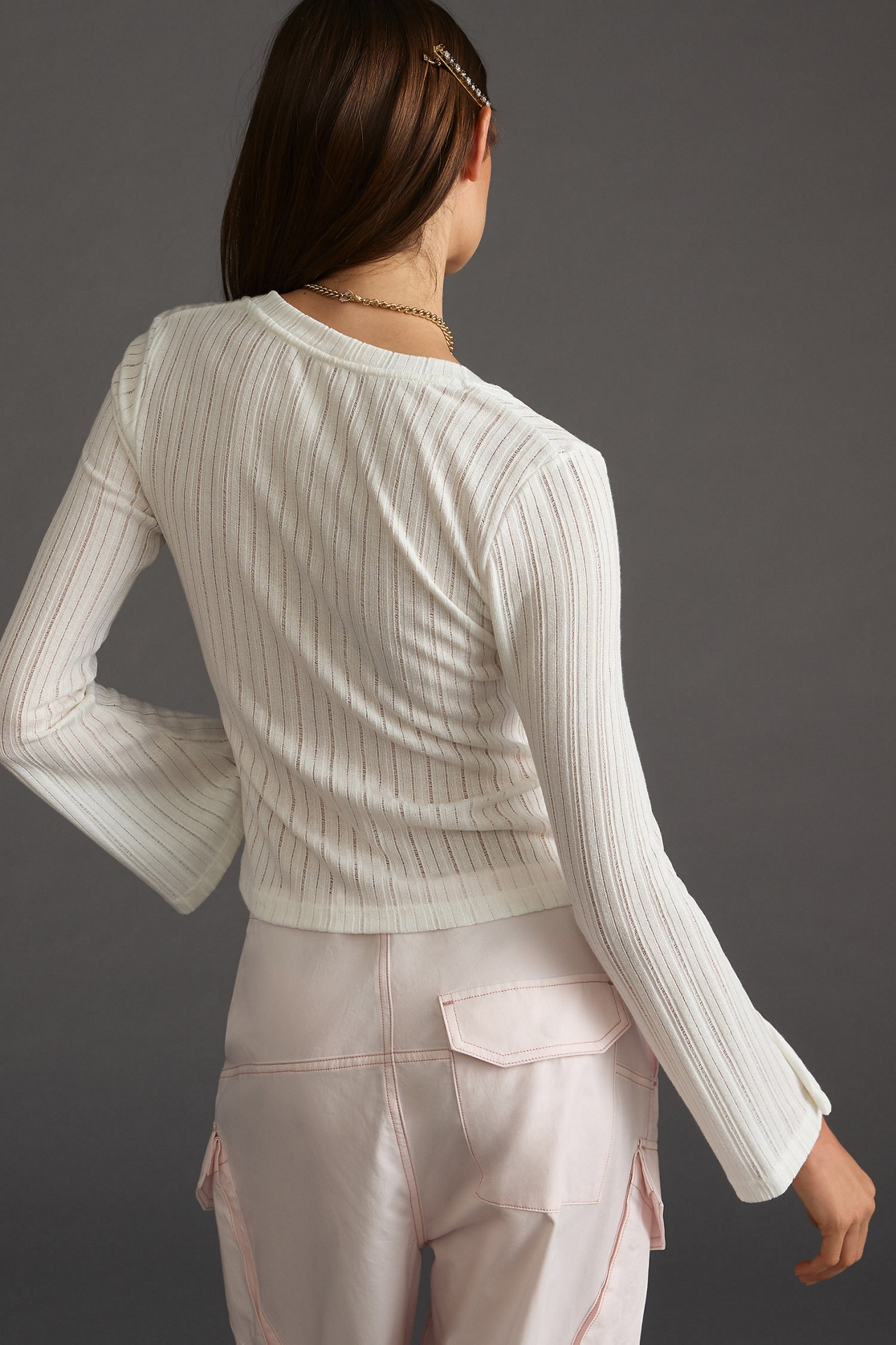 Pointelle Rib Knit Sweater