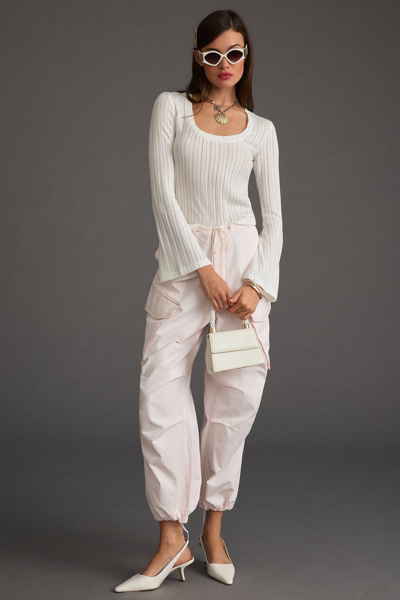 Pointelle Rib Knit Sweater