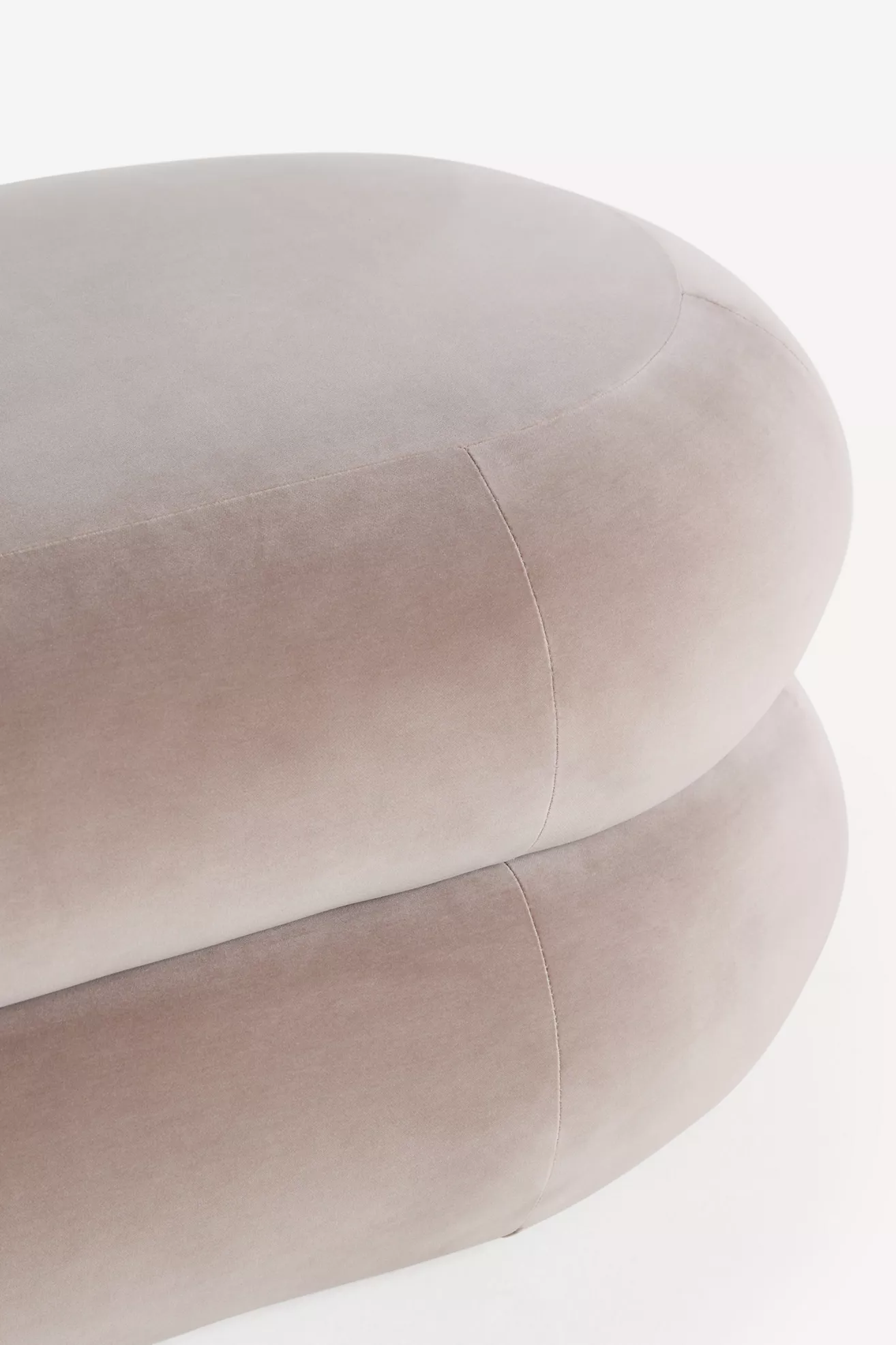 Close-up of velvet nap and stitching along cushion seam