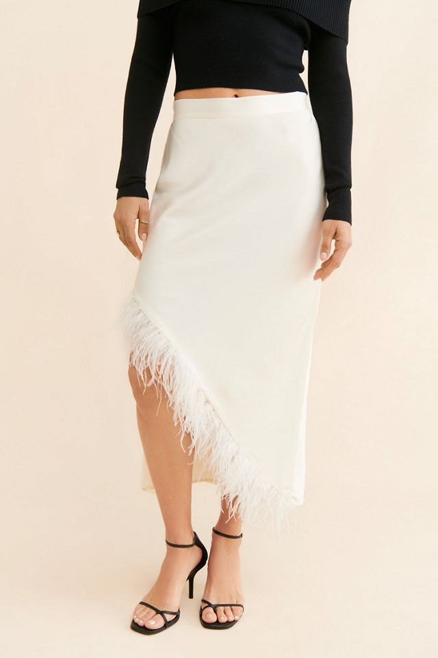 Hutch Satin Feather Embellished Skirt #2