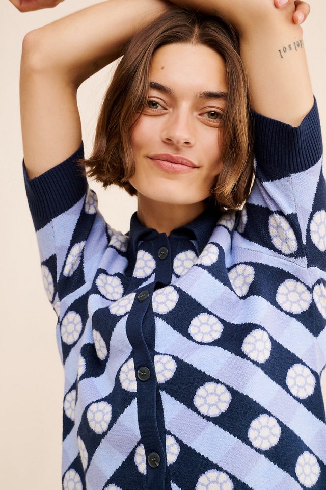 Maeve Collared Cropped Cardigan Sweater #2