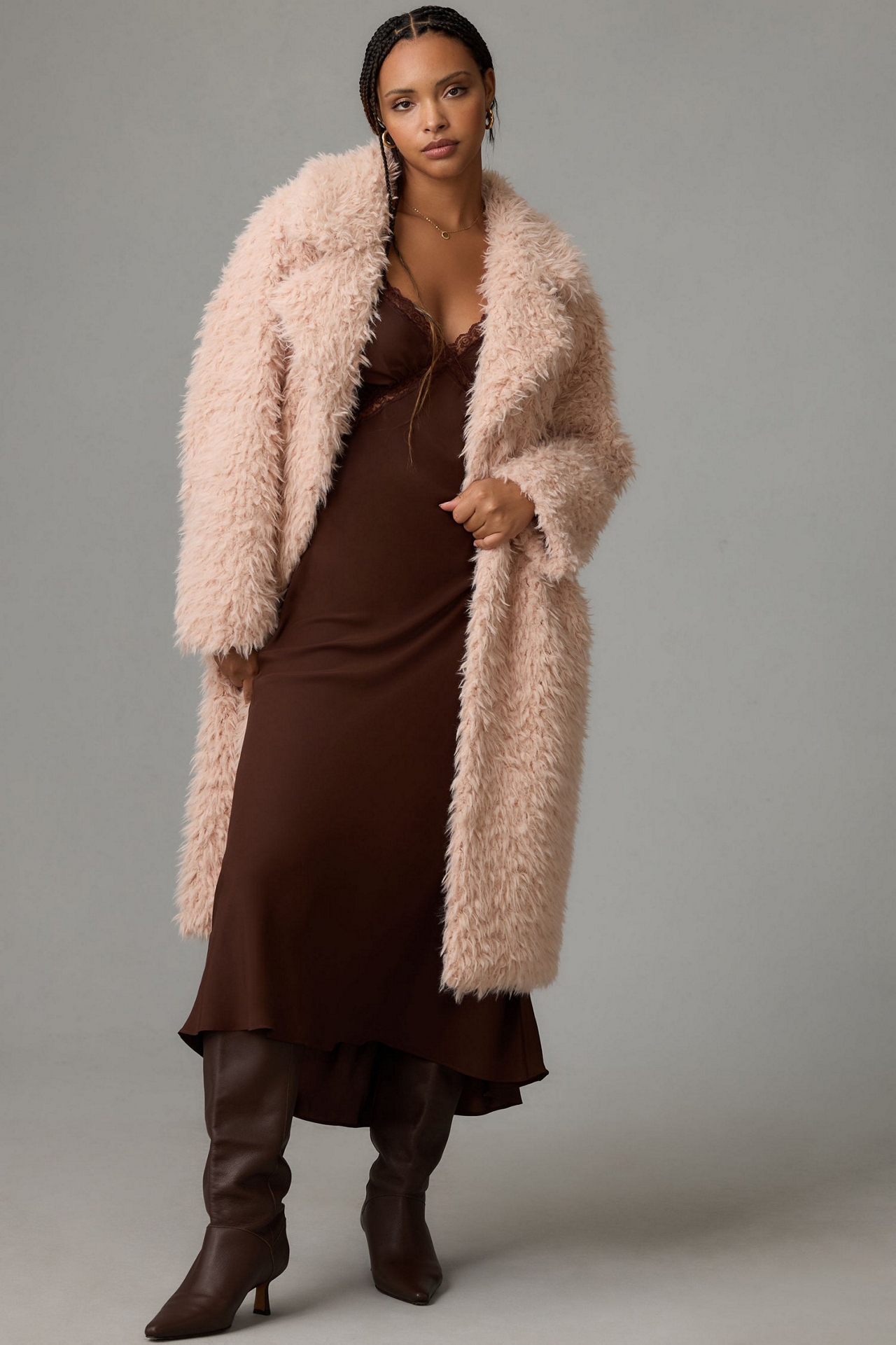Faux Fur Longline Coat