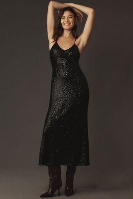 Sequined V-Neck Slip Dress