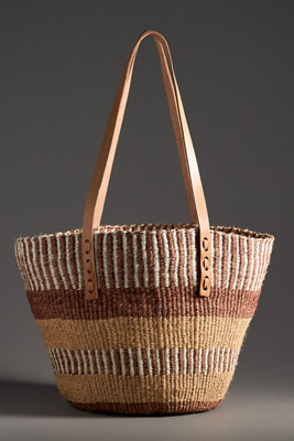 Jenna Bee Peach Straw Basket Tote In Orange