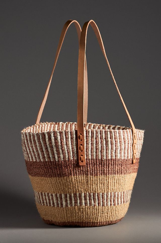 Jenna Bee Peach Straw Basket Tote #2
