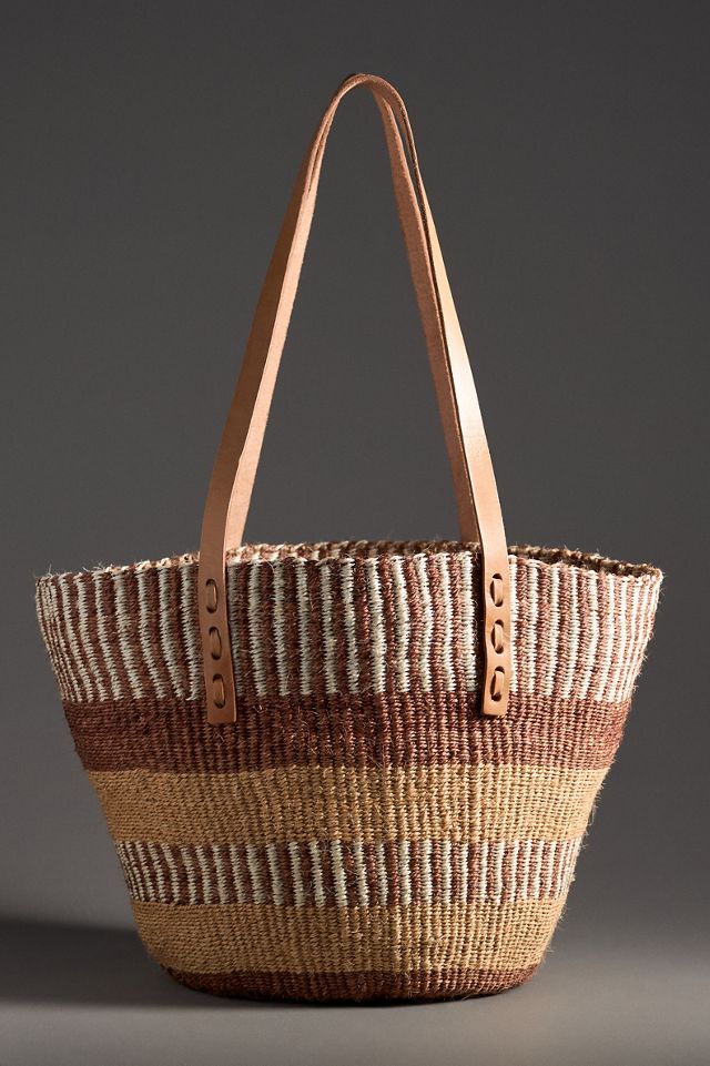 Jenna Bee Peach Straw Basket Tote #1