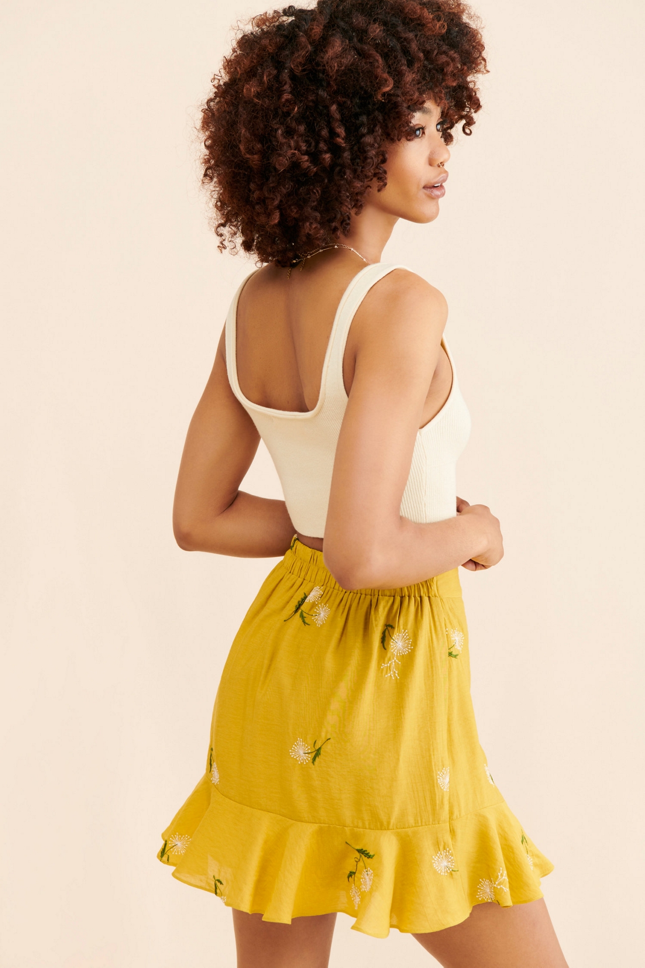 g.p.d. Floral Embroidered Mini Skirt