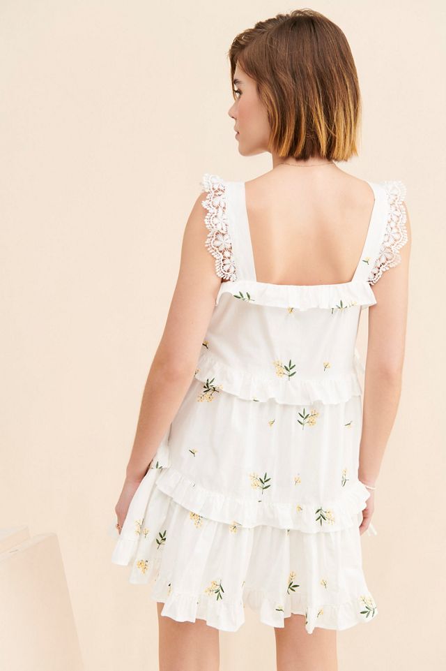 g.p.d. Tiered Embroidered Mini Dress #1
