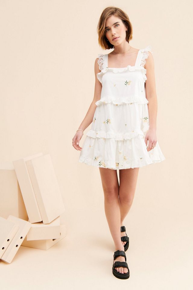 g.p.d. Tiered Embroidered Mini Dress #3