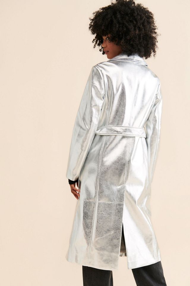 Avec Les Filles Metallic Vegan Leather Trench Coat #1