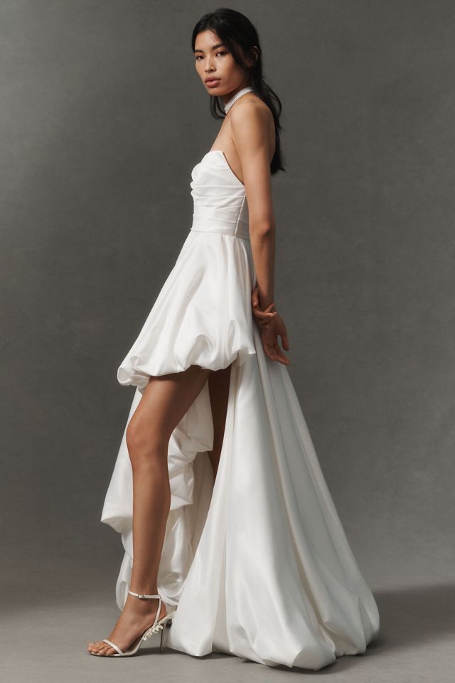 Mac Duggal Strapless Asymmetric Satin Bubble Maxi Dress #3