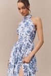 BHLDN High-Neck Printed Chiffon Maxi Dress