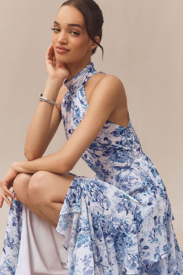 BHLDN High-Neck Printed Chiffon Maxi Dress #3