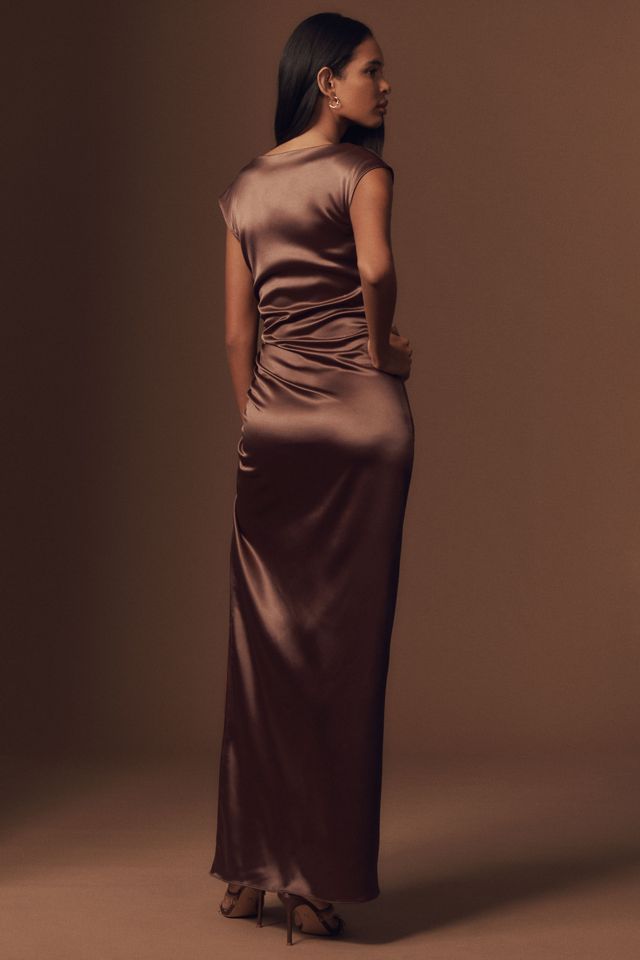 BHLDN Francesca High-Neck Stretch Satin Maxi Dress #1