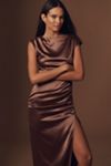 BHLDN Francesca High-Neck Stretch Satin Maxi Dress