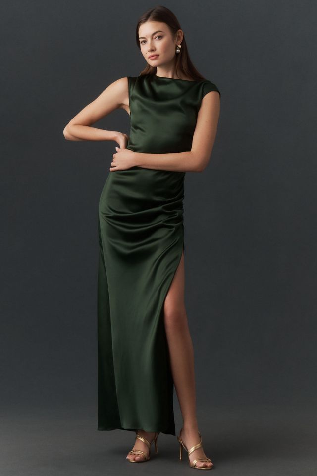 BHLDN Francesca High-Neck Stretch Satin Maxi Dress #2