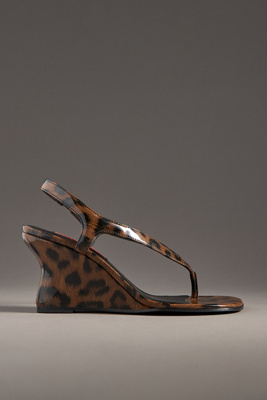 Simonmiller Beep Thong Wedge Sandals Leopard In Brown