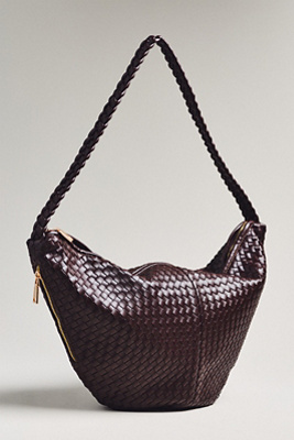 Melie Bianco Woven Crossbody Bag In Brown