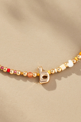 By Anthropologie Beaded Bubble Letter Lowercase Monogram Necklace In Alphabet
