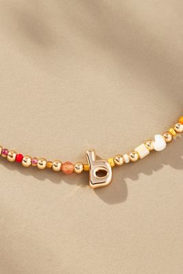 Beaded Bubble Letter Lowercase Monogram Necklace