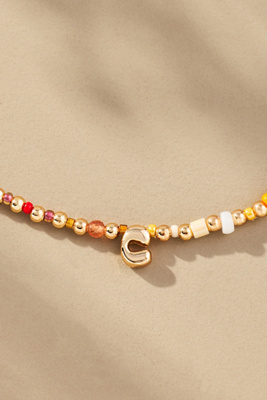 Beaded Bubble Letter Lowercase Monogram Necklace