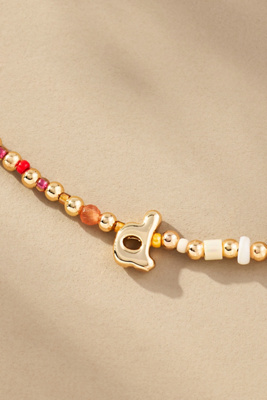 By Anthropologie Beaded Bubble Letter Lowercase Monogram Necklace In Alphabet