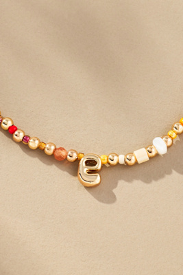 By Anthropologie Beaded Bubble Letter Lowercase Monogram Necklace In Alphabet