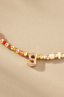 By Anthropologie Beaded Bubble Letter Lowercase Monogram Necklace In Alphabet