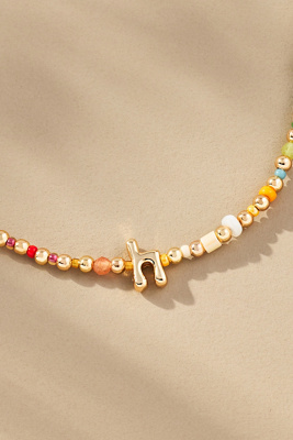 By Anthropologie Beaded Bubble Letter Lowercase Monogram Necklace In Alphabet