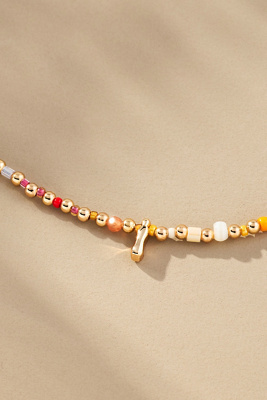 By Anthropologie Beaded Bubble Letter Lowercase Monogram Necklace In Alphabet