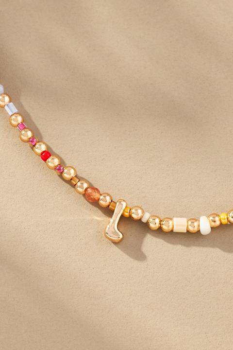 Beaded Bubble Letter Lowercase Monogram Necklace