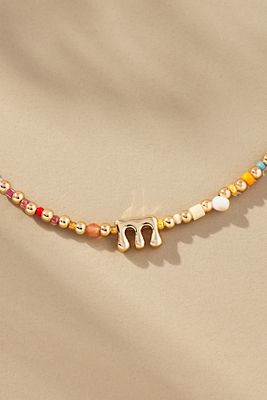 Beaded Bubble Letter Lowercase Monogram Necklace