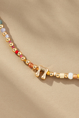 By Anthropologie Beaded Bubble Letter Lowercase Monogram Necklace In Alphabet