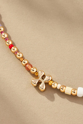 By Anthropologie Beaded Bubble Letter Lowercase Monogram Necklace In Alphabet