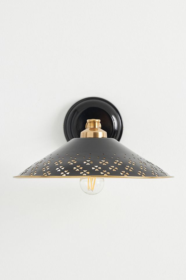 Amilia Enameled Brass Perforated Sconce Wall Light #2