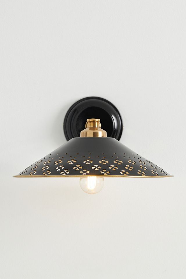 Amilia Enameled Brass Perforated Sconce Wall Light #3