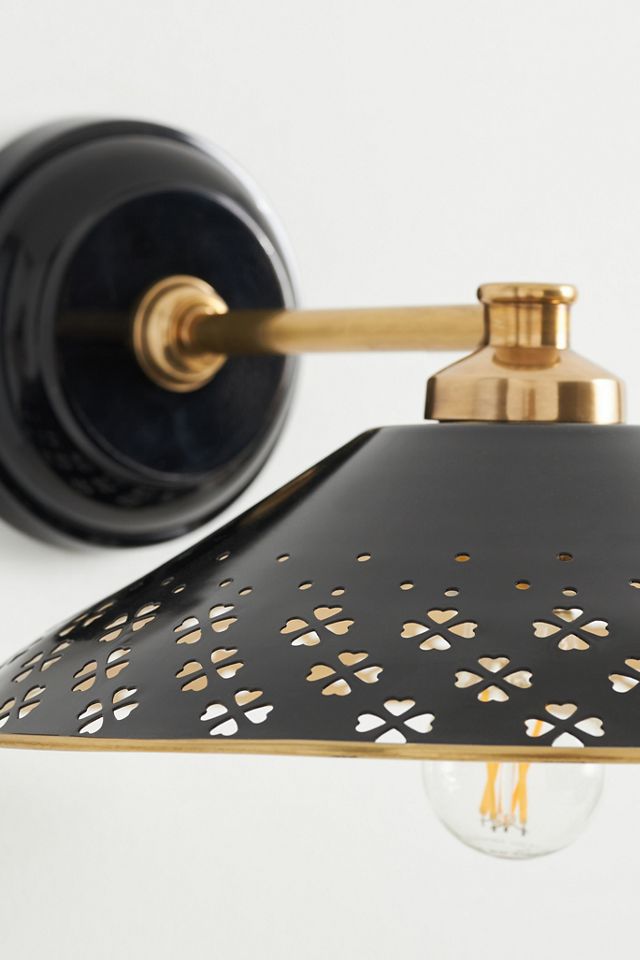 Amilia Enameled Brass Perforated Sconce Wall Light #4