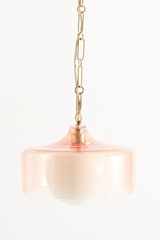 Morgan Glass & Brass Pink Pendant #1