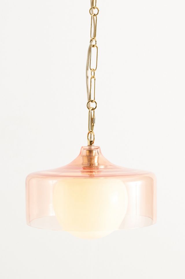 Morgan Glass & Brass Pink Pendant #2