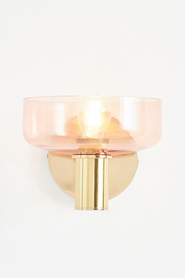 Morgan Glass & Brass Pink Sconce Wall Light #1