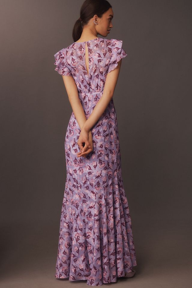 BHLDN Eva Flutter-Sleeve Plunge V-Neck Maxi Dress #1