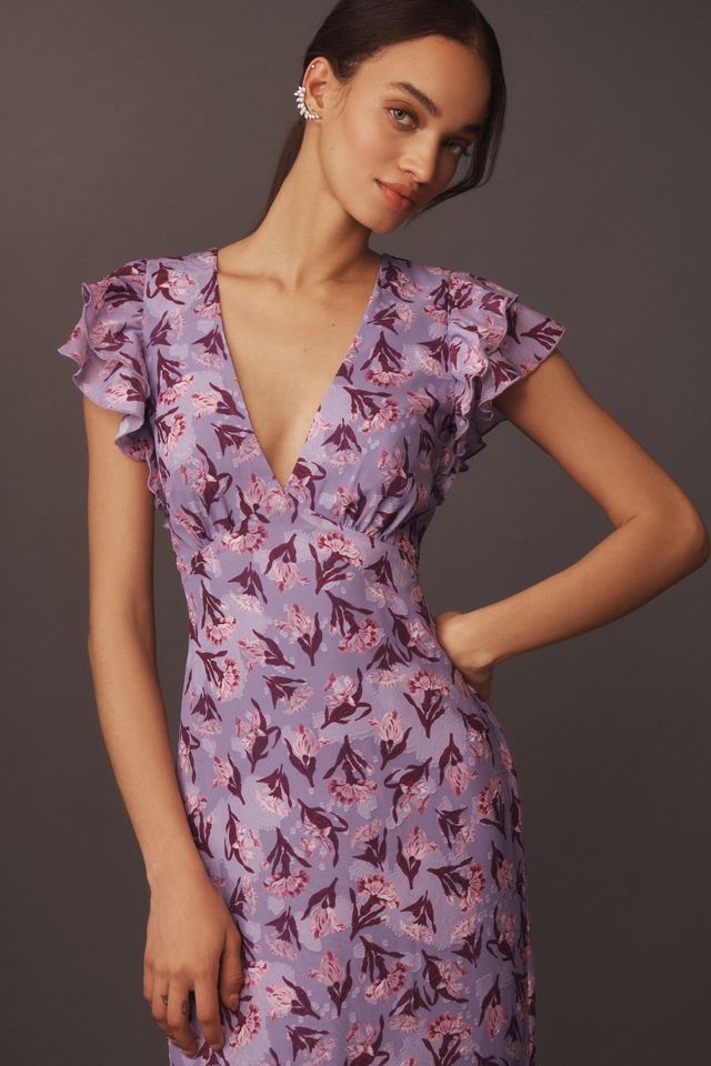 【BHLDN】エヴァ フラッタースリーブ プランジ マキシドレス BHLDN Eva Flutter-Sleeve Plunge V-Neck Maxi Dress