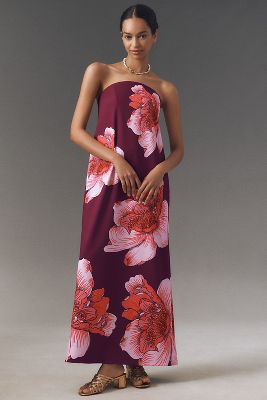 Bhldn Strapless Floral Column Maxi Dress