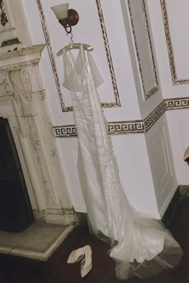Sébastien Luke Ines Asymmetric Ruched Tulle Overlay Crepe Fit & Flare Wedding Gown