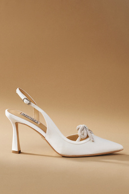 Badgley Mischka Georgie Pointed Slingback Pumps In White