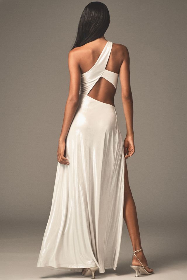 MISHA Sabine One-Shoulder Foil Jersey Maxi Dress #1
