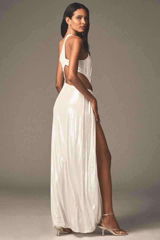 MISHA Sabine One-Shoulder Foil Jersey Maxi Dress #3